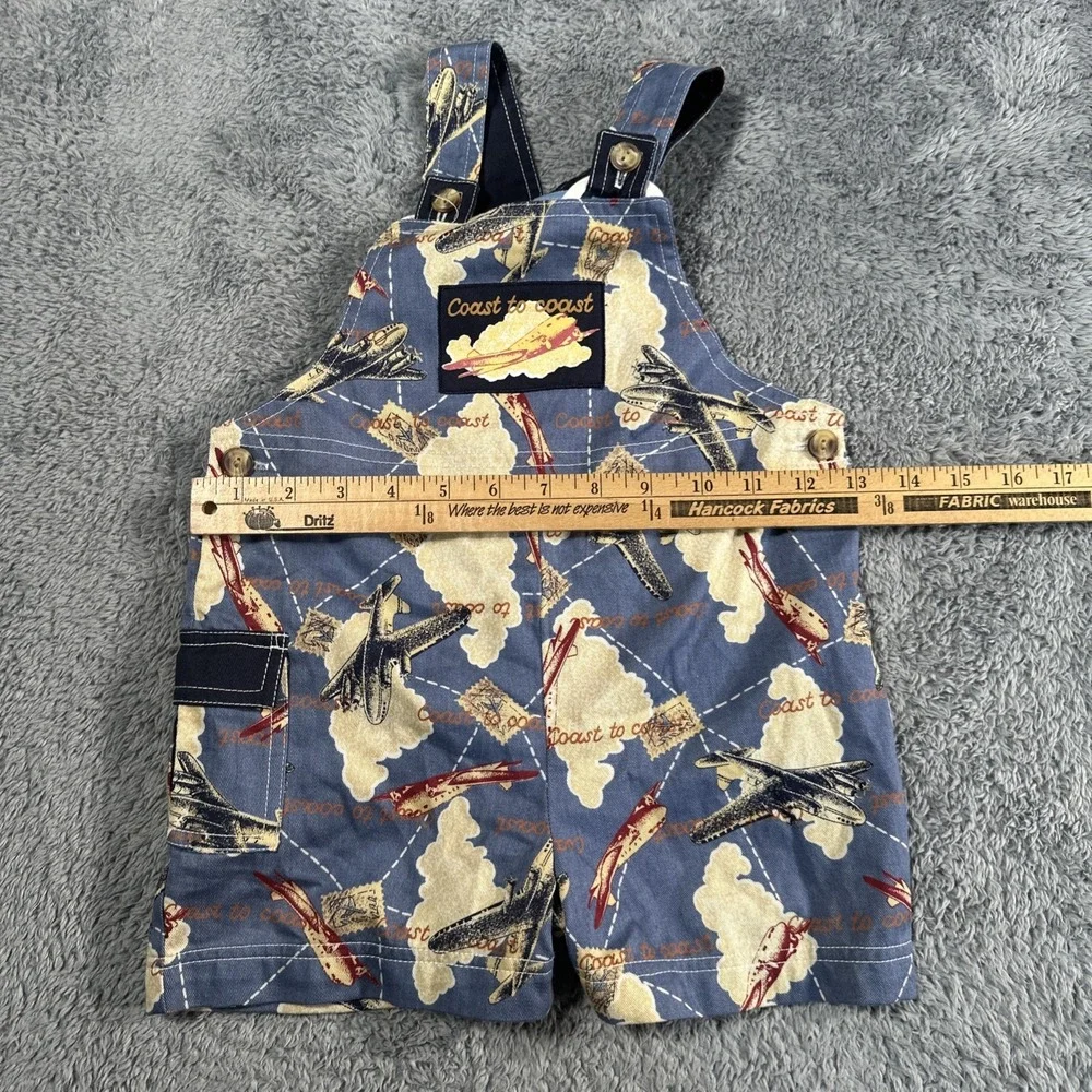 Vintage Toddler Airplane Coast To Coast Blue SZ 4T Bibs AOP Flights Travel Kids